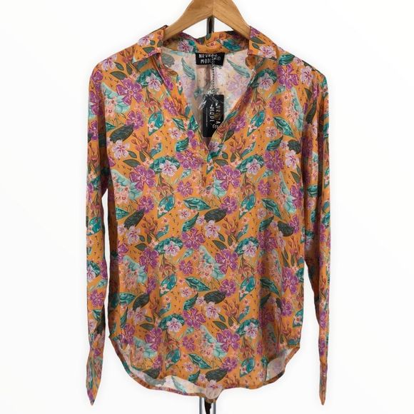 Nrvna Mode Cosette Floral Blouse Long Sleeve Viscose V-Neck size Small NWT - Picture 3 of 12
